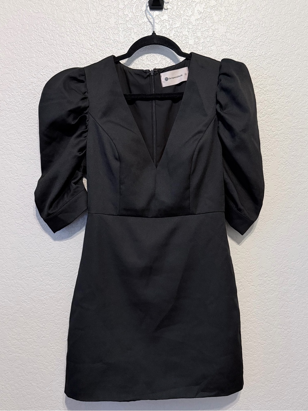 The Impeccable Pig Black Mini Dress | Puff Sleeve | Romantic | Size Small - Picture 2 of 13
